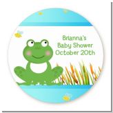 Froggy - Round Personalized Baby Shower Sticker Labels