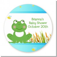 Froggy - Round Personalized Baby Shower Sticker Labels