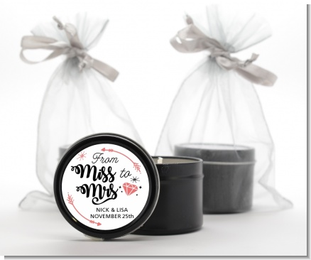 From Miss To Mrs - Bridal Shower Black Candle Tin Favors