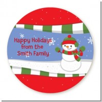 Frosty the Snowman - Round Personalized Christmas Sticker Labels