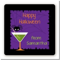 Funky Martini - Square Personalized Halloween Sticker Labels