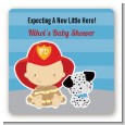 Future Firefighter - Square Personalized Baby Shower Sticker Labels thumbnail