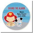 Future Firefighter - Round Personalized Baby Shower Sticker Labels thumbnail