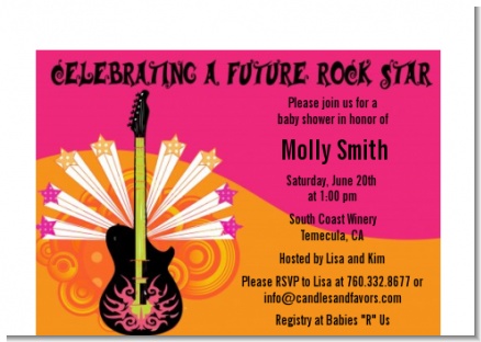 Future Rock Star Girl - Baby Shower Petite Invitations