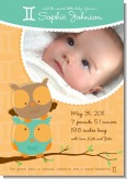 Owls | Gemini Horoscope - Birth Announcement Photo Card