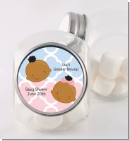 Gender Reveal African American - Personalized Baby Shower Candy Jar
