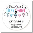 Gender Reveal Boy or Girl - Round Personalized Baby Shower Sticker Labels thumbnail