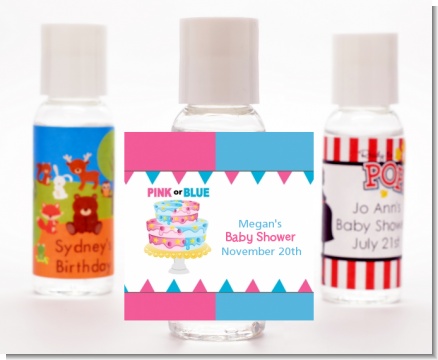 Gender Reveal Cake - Personalized Baby Shower Hand Sanitizers Favors