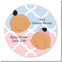 Gender Reveal Hispanic - Round Personalized Baby Shower Sticker Labels