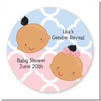 Gender Reveal Hispanic - Round Personalized Baby Shower Sticker Labels