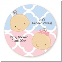 Gender Reveal - Round Personalized Baby Shower Sticker Labels