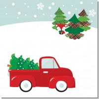 Vintage Red Truck With Tree Christmas Theme