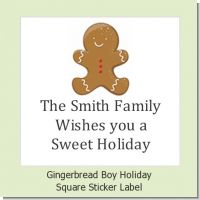 Gingerbread - Square Personalized Christmas Sticker Labels