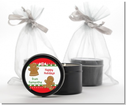 Gingerbread - Christmas Black Candle Tin Favors