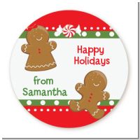 Gingerbread - Round Personalized Christmas Sticker Labels