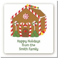 Gingerbread House - Square Personalized Christmas Sticker Labels