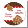 Gingerbread House - Round Personalized Christmas Sticker Labels thumbnail