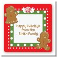 Gingerbread Party - Square Personalized Christmas Sticker Labels thumbnail