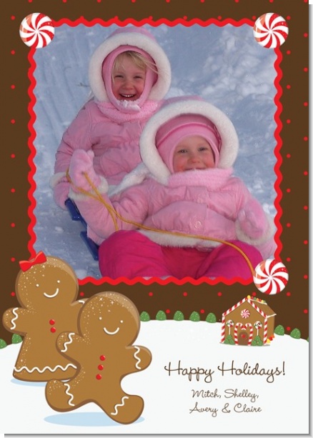 Gingerbread House - Personalized Photo Christmas Cards