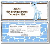Giraffe Blue - Personalized Birthday Party Candy Bar Wrappers