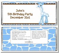 Giraffe Blue - Personalized Birthday Party Candy Bar Wrappers