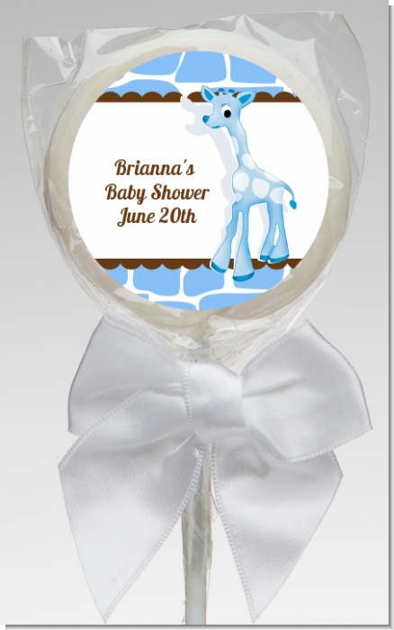 Giraffe Blue - Personalized Baby Shower Lollipop Favors