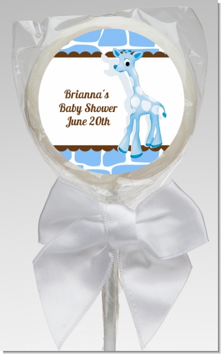 Giraffe Blue - Personalized Birthday Party Lollipop Favors