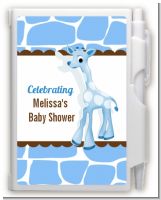 Giraffe Blue - Baby Shower Personalized Notebook Favor