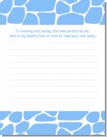 Giraffe Blue - Baby Shower Notes of Advice