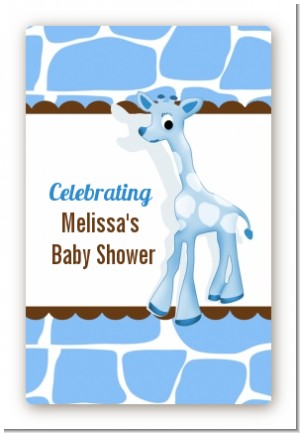 Giraffe Blue - Custom Large Rectangle Baby Shower Sticker/Labels