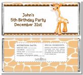 Giraffe Brown - Personalized Birthday Party Candy Bar Wrappers