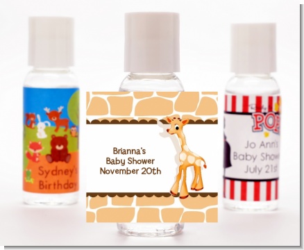Giraffe Brown - Personalized Baby Shower Hand Sanitizers Favors