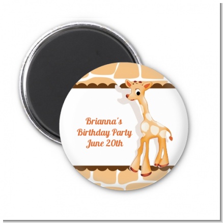 Giraffe Brown - Personalized Birthday Party Magnet Favors