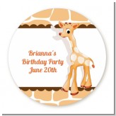 Giraffe Brown - Round Personalized Birthday Party Sticker Labels