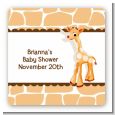 Giraffe Brown - Square Personalized Baby Shower Sticker Labels thumbnail