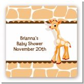 Giraffe Brown - Square Personalized Baby Shower Sticker Labels