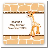 Giraffe Brown - Square Personalized Baby Shower Sticker Labels