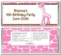 Giraffe Pink - Personalized Birthday Party Candy Bar Wrappers