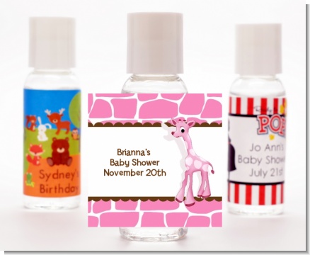 Giraffe Pink - Personalized Baby Shower Hand Sanitizers Favors