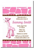 Giraffe Pink - Baby Shower Petite Invitations
