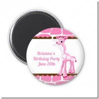 Giraffe Pink - Personalized Baby Shower Magnet Favors