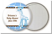 Giraffe Blue - Personalized Baby Shower Pocket Mirror Favors