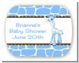 Giraffe Blue - Personalized Baby Shower Rounded Corner Stickers thumbnail