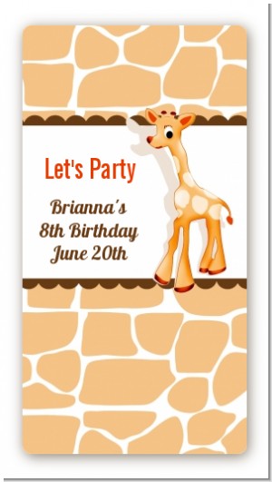 Giraffe Brown - Custom Rectangle Birthday Party Sticker/Labels