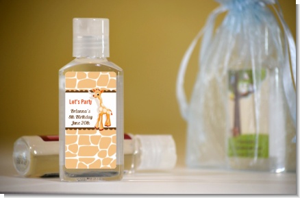 Giraffe Brown - Personalized Birthday Party Hand Sanitizers Favors