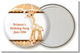 Giraffe Brown - Personalized Birthday Party Pocket Mirror Favors