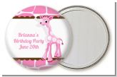 Giraffe Pink - Personalized Birthday Party Pocket Mirror Favors