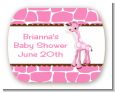 Giraffe Pink - Personalized Baby Shower Rounded Corner Stickers thumbnail