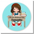 Girl Student - Round Personalized School Sticker Labels thumbnail