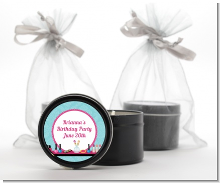 Glamour Girl Makeup Party - Birthday Party Black Candle Tin Favors